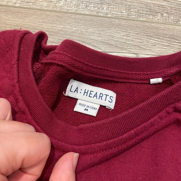 LA Hearts Maroon leopard cropped sweatshirt - Picture 3 of 4